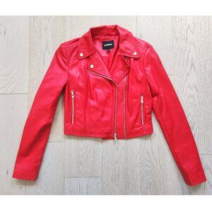 EXPRESS Moto Faux Leather Jacket Red XS